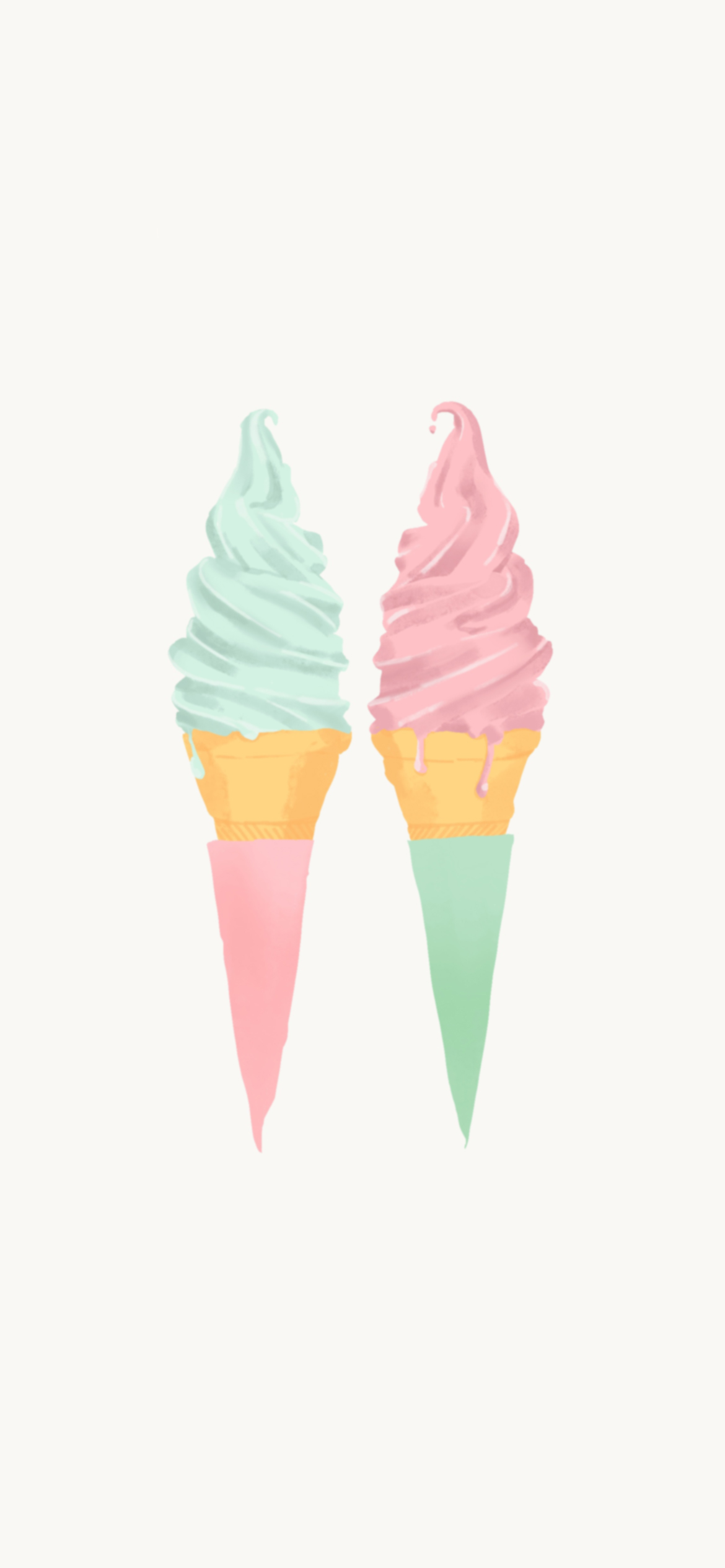 スマホ壁紙/ピンクとミントグリーンのソフトクリーム